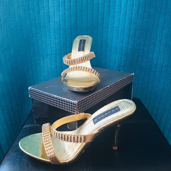 Gold studded heels by Celeste - Picture 2 of 4